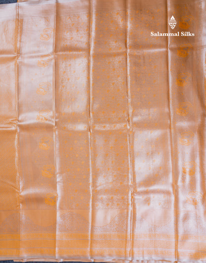 Silver Bridal Tissue Semi Silk Saree With Traditional Evening Morning Border