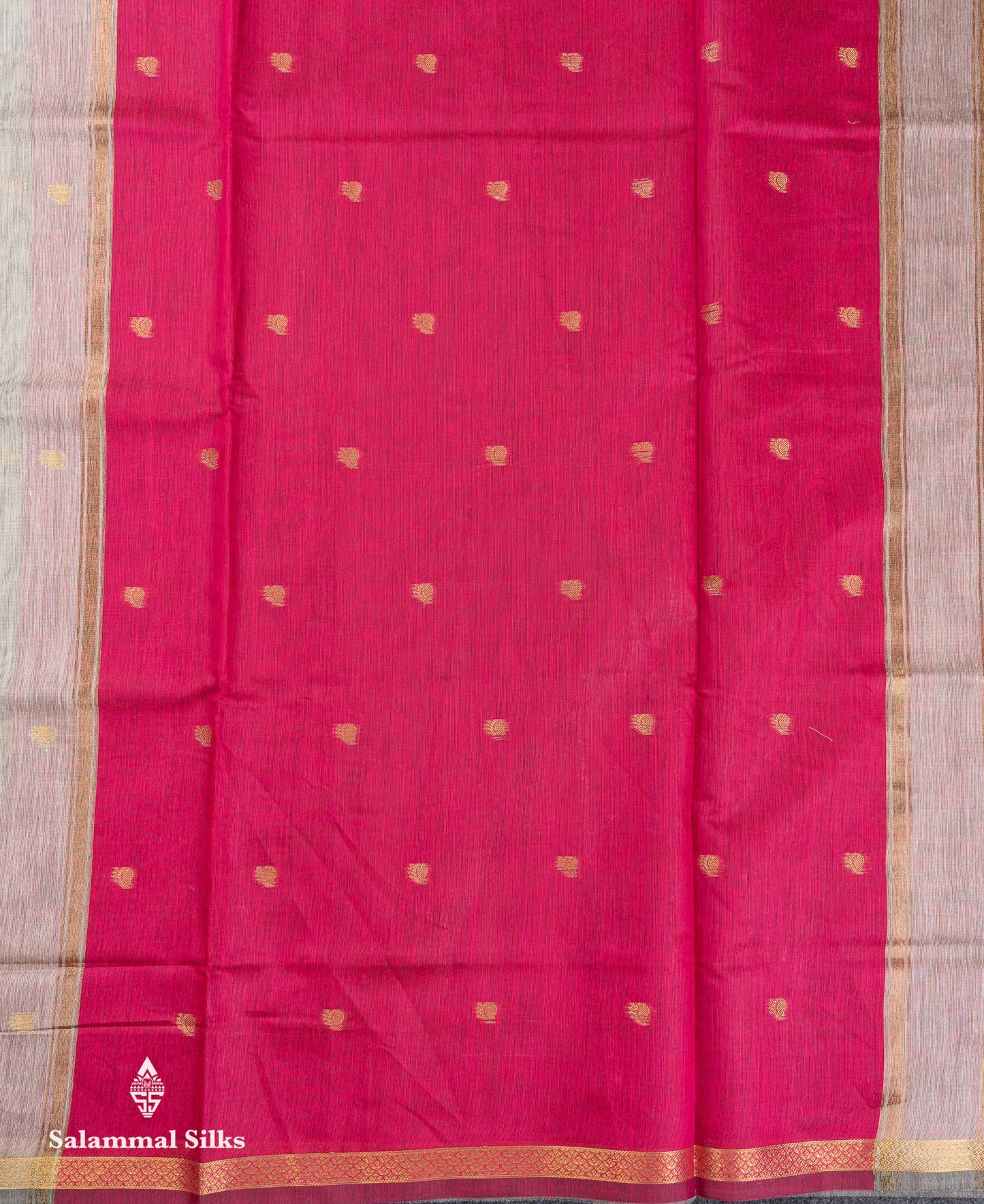 Beautiful Cream Grey Maheshwar Cotton Saree With Contrast Pink Blouse