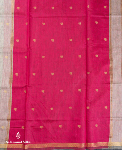 Beautiful Cream Grey Maheshwar Cotton Saree With Contrast Pink Blouse