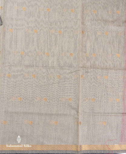 Beautiful Cream Grey Maheshwar Cotton Saree With Contrast Pink Blouse