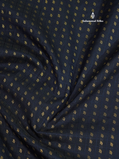 1000 Buttas Dark Navy Blue Semi Silk Saree With Contrast Saffire Green Border