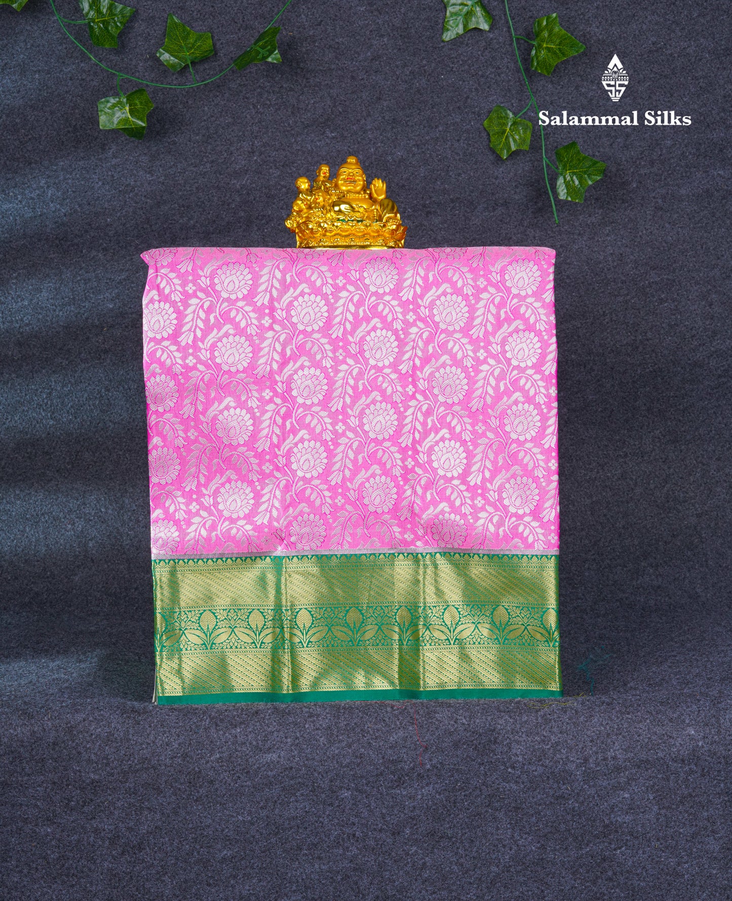 Semi Pattu Pavadai ( Light Pink ) With Green Blouse 21"