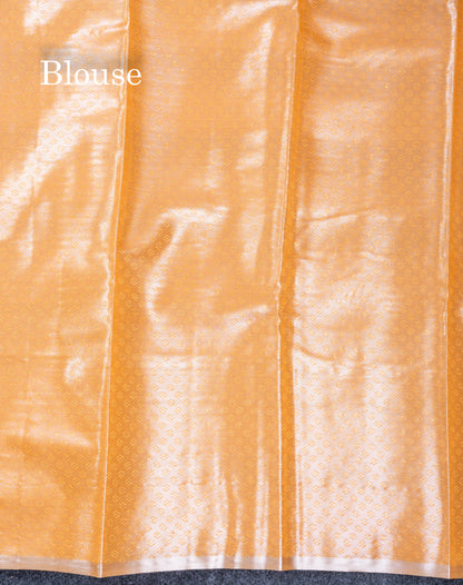 Silver Bridal Tissue Semi Silk Saree With Traditional Evening Morning Border