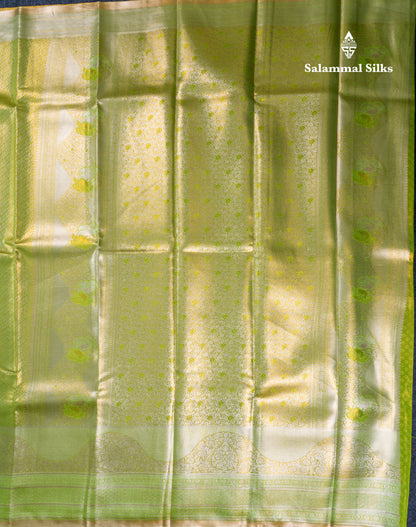 Silver Bridal Tissue Semi Silk Saree With Traditional Evening Morning Border