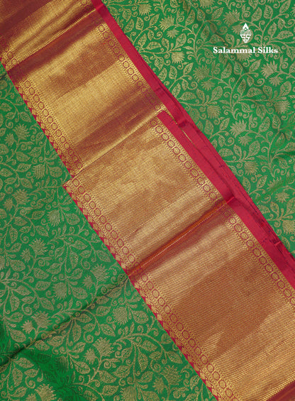 Beautiful Bottle Green Bridal Pure Kanjivaram Silk Saree With Contrast Dark Maroon Traditional Evening Morning Border