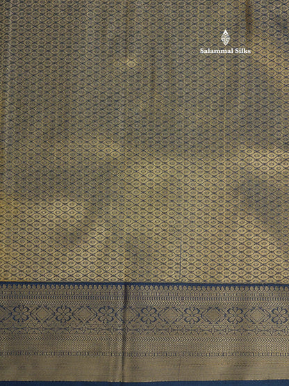 1000 Buttas Grey White Semi Silk Saree With Contrast Navy Blue Border