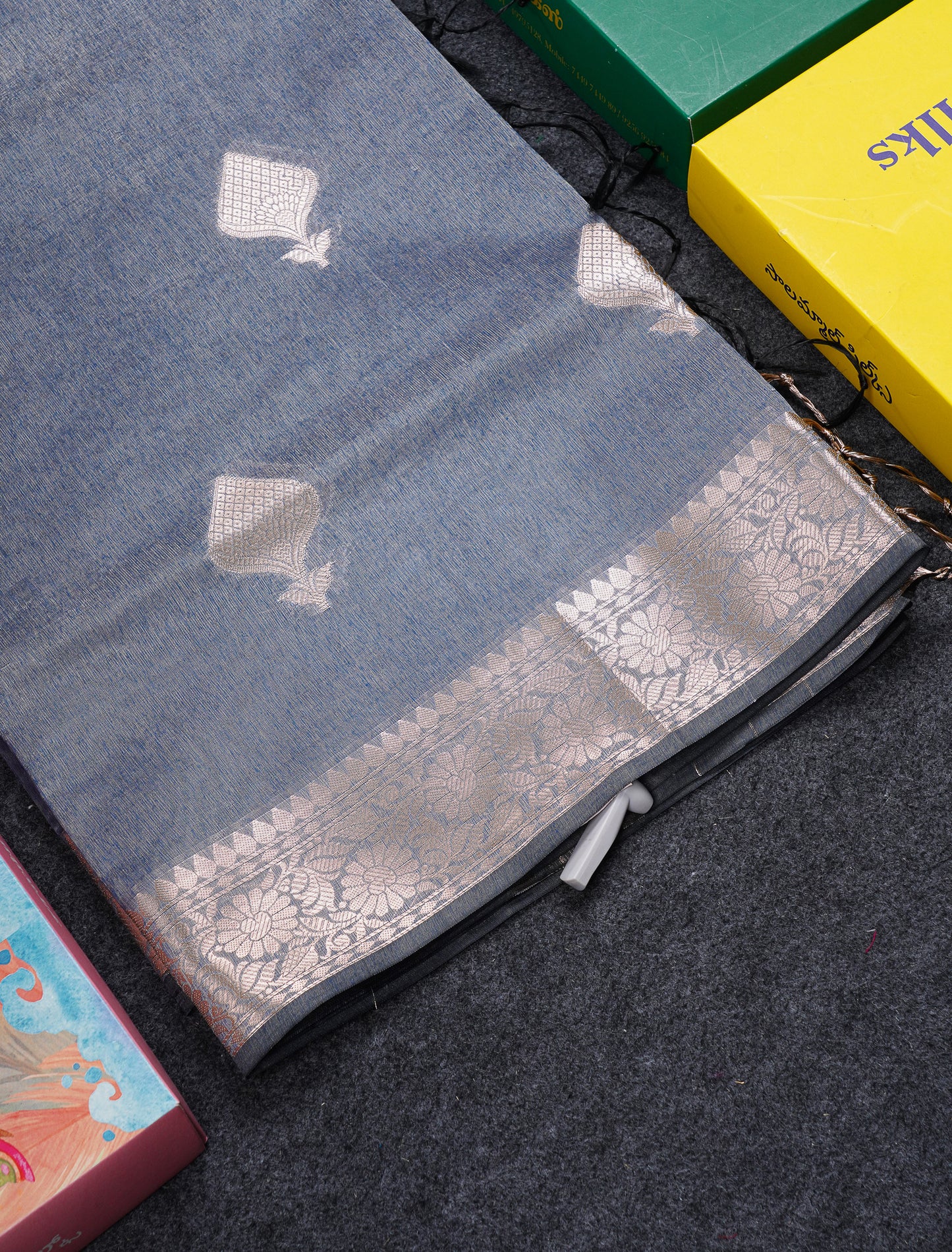 Beautiful Chocolate Semi Tussar Fancy Saree With Medium Border