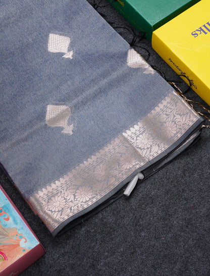 Beautiful Chocolate Semi Tussar Fancy Saree With Medium Border