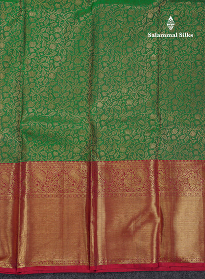 Beautiful Bottle Green Bridal Pure Kanjivaram Silk Saree With Contrast Dark Maroon Traditional Evening Morning Border