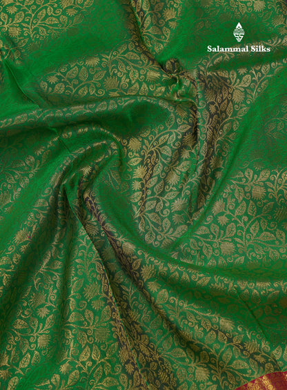 Beautiful Bottle Green Bridal Pure Kanjivaram Silk Saree With Contrast Dark Maroon Traditional Evening Morning Border