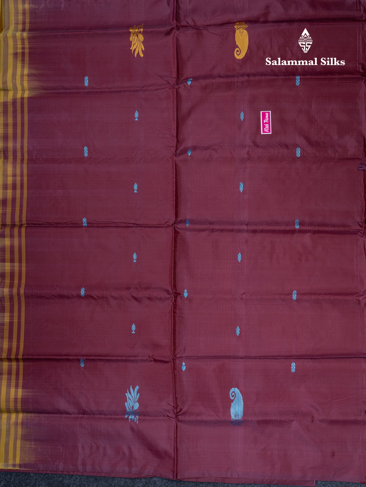 Manthulir Yellow Banana Pinth Saree (Vaazhainaar Pattu) With Contrast Dark Magenta Blouse