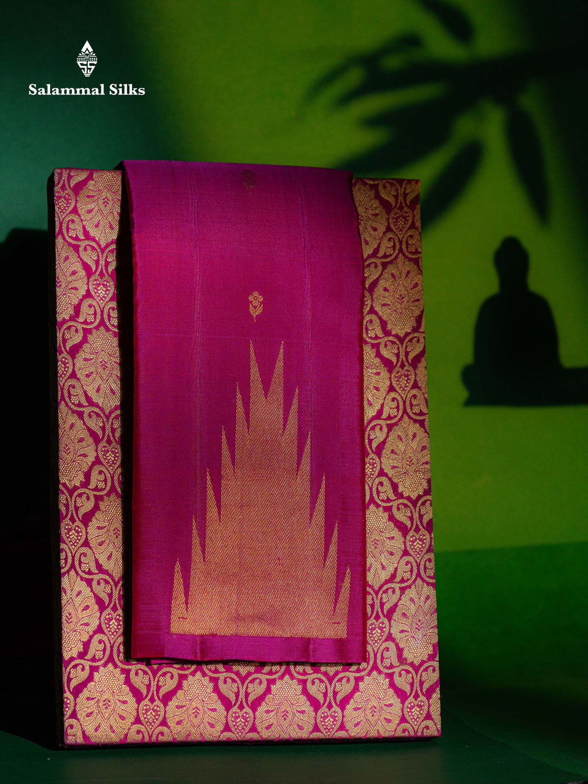 Beautiful Rani Pink Pure Kanjivaram Silk Saree With Traditional Temple Border
