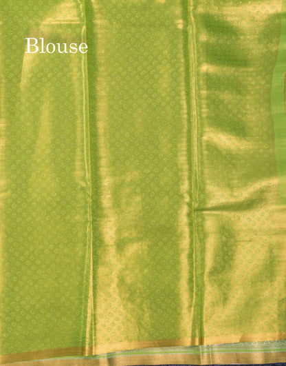 Silver Bridal Tissue Semi Silk Saree With Traditional Evening Morning Border