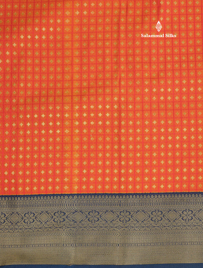 1000 Buttas Grey White Semi Silk Saree With Contrast Navy Blue Border