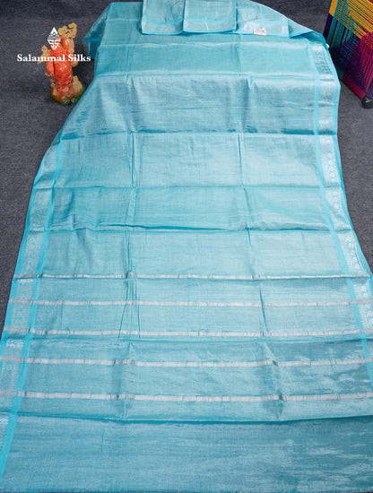 Stunning Pastel Violet Tissue Sungudi Cotton Saree With Small Traditional Silver Zari Border