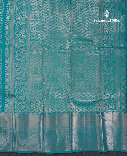 Beautiful Blue Bridal Pure Kanjivaram Silk Saree With Traditional Evening Morning Border