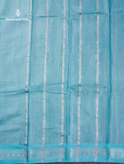Stunning Pastel Violet Tissue Sungudi Cotton Saree With Small Traditional Silver Zari Border