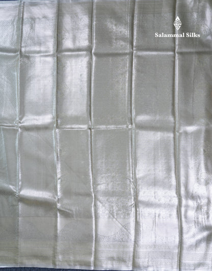 Silver Bridal Tissue Semi Silk Saree With Traditional Evening Morning Border