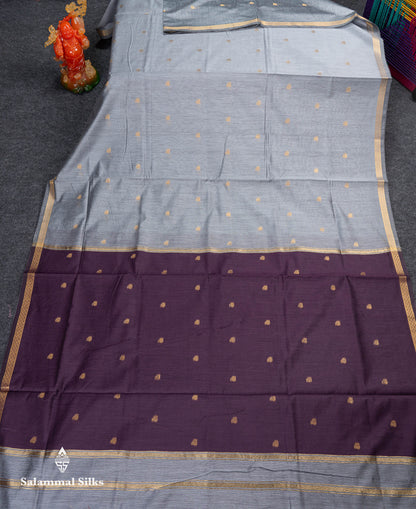Beautiful Cream Grey Maheshwar Cotton Saree With Contrast Pink Blouse
