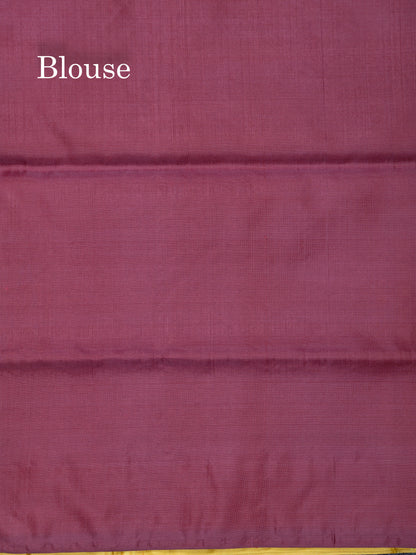 Manthulir Yellow Banana Pinth Saree (Vaazhainaar Pattu) With Contrast Dark Magenta Blouse