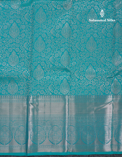 Beautiful Blue Bridal Pure Kanjivaram Silk Saree With Traditional Evening Morning Border