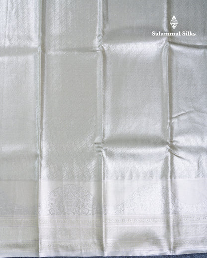 Silver Bridal Tissue Semi Silk Saree With Traditional Evening Morning Border