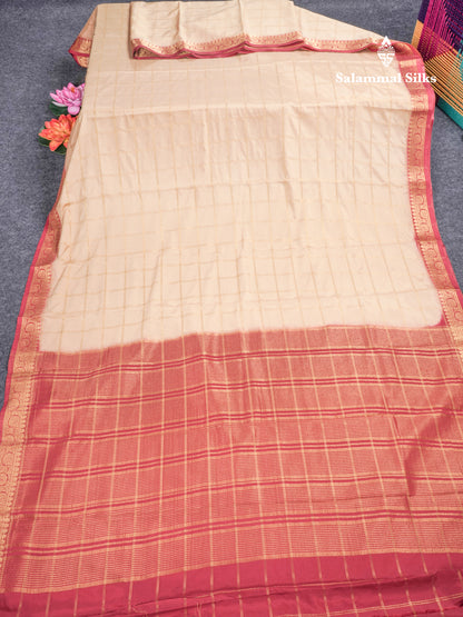 Sapphire Blue Semi Mysore Crepe Saree With Contrast Navy Blue Small Border
