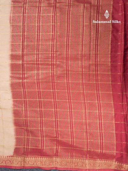 Sapphire Blue Semi Mysore Crepe Saree With Contrast Navy Blue Small Border