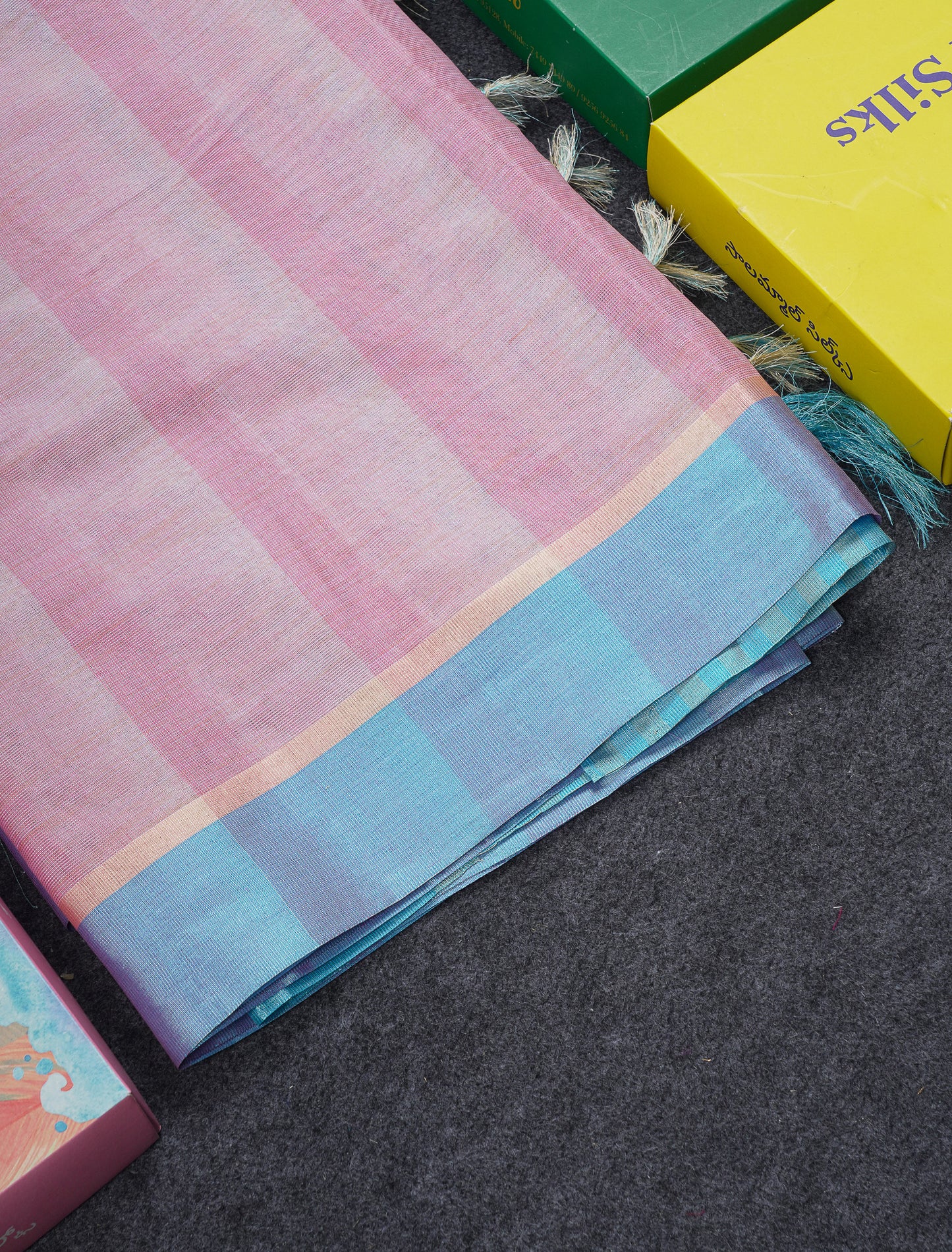 Beautiful Sea Blue Semi Tussar Fancy Saree With Contrast Sky Blue Border