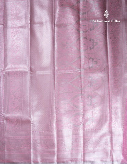Lavender Bridal Tissue Semi Silk Saree With Traditional Evening Morning Border