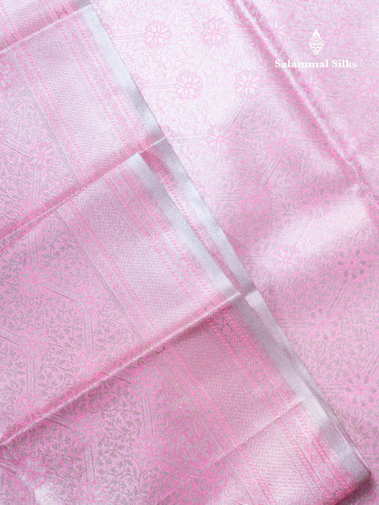 Lavender Bridal Tissue Semi Silk Saree With Traditional Evening Morning Border