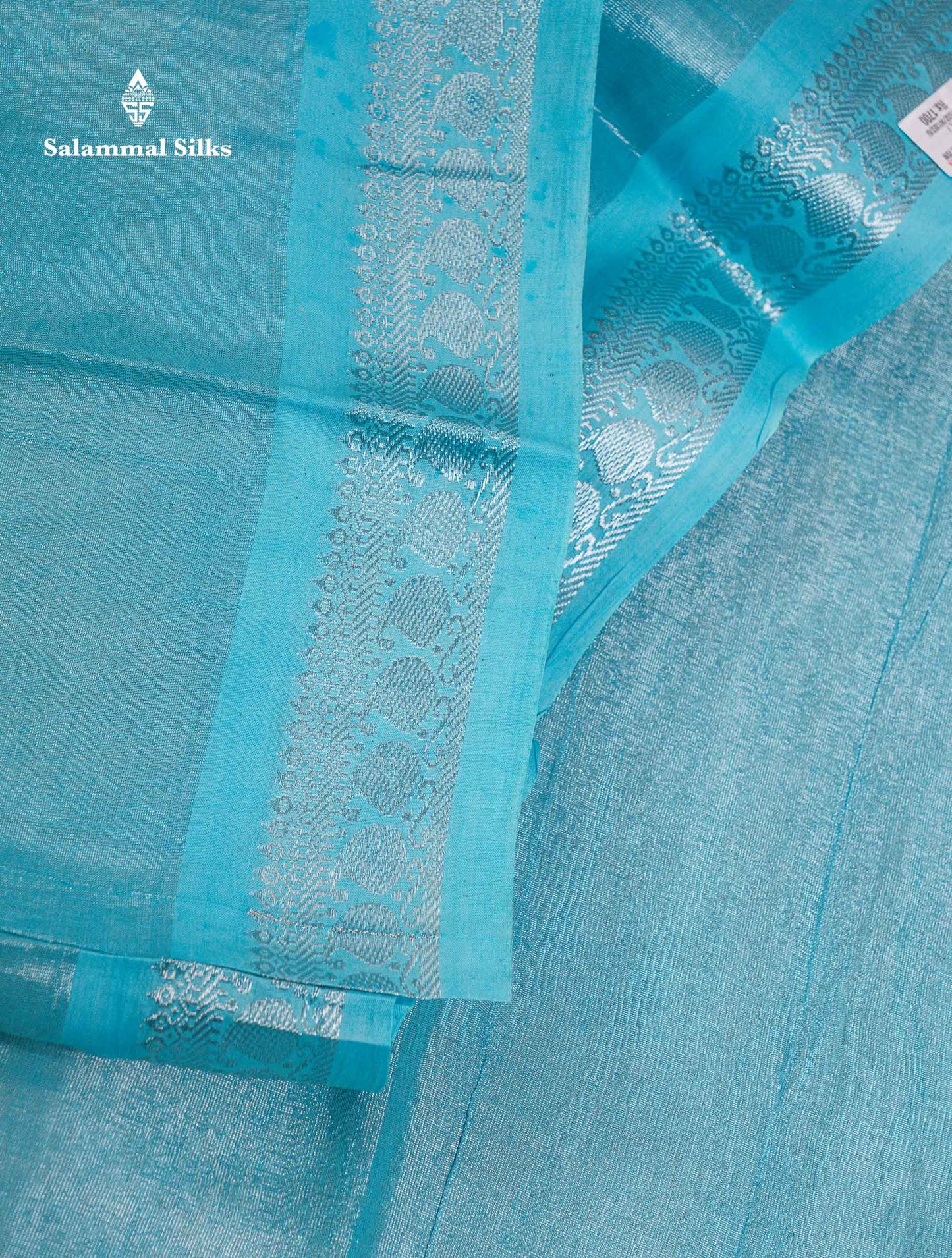 Stunning Pastel Violet Tissue Sungudi Cotton Saree With Small Traditional Silver Zari Border