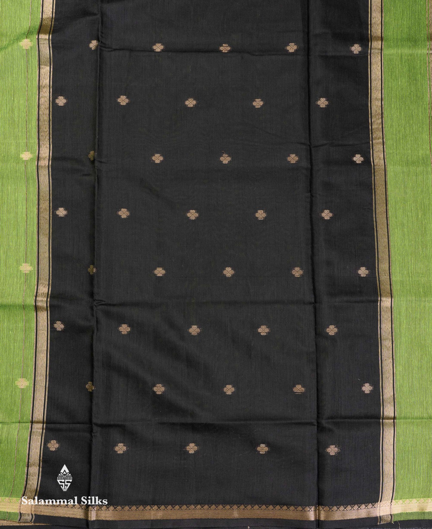 Beautiful Light Grey Stripes With Butta Maheshwar Cotton Saree With Contrast Black Blouse