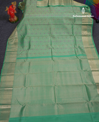 Beautiful Sapphire Green Bridal Meenakari Work Pure Kanjivaram Silk Saree With Traditional Border