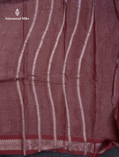Stunning Maroon Tissue Sungudi Cotton Saree With Small Traditional Silver Zari Border