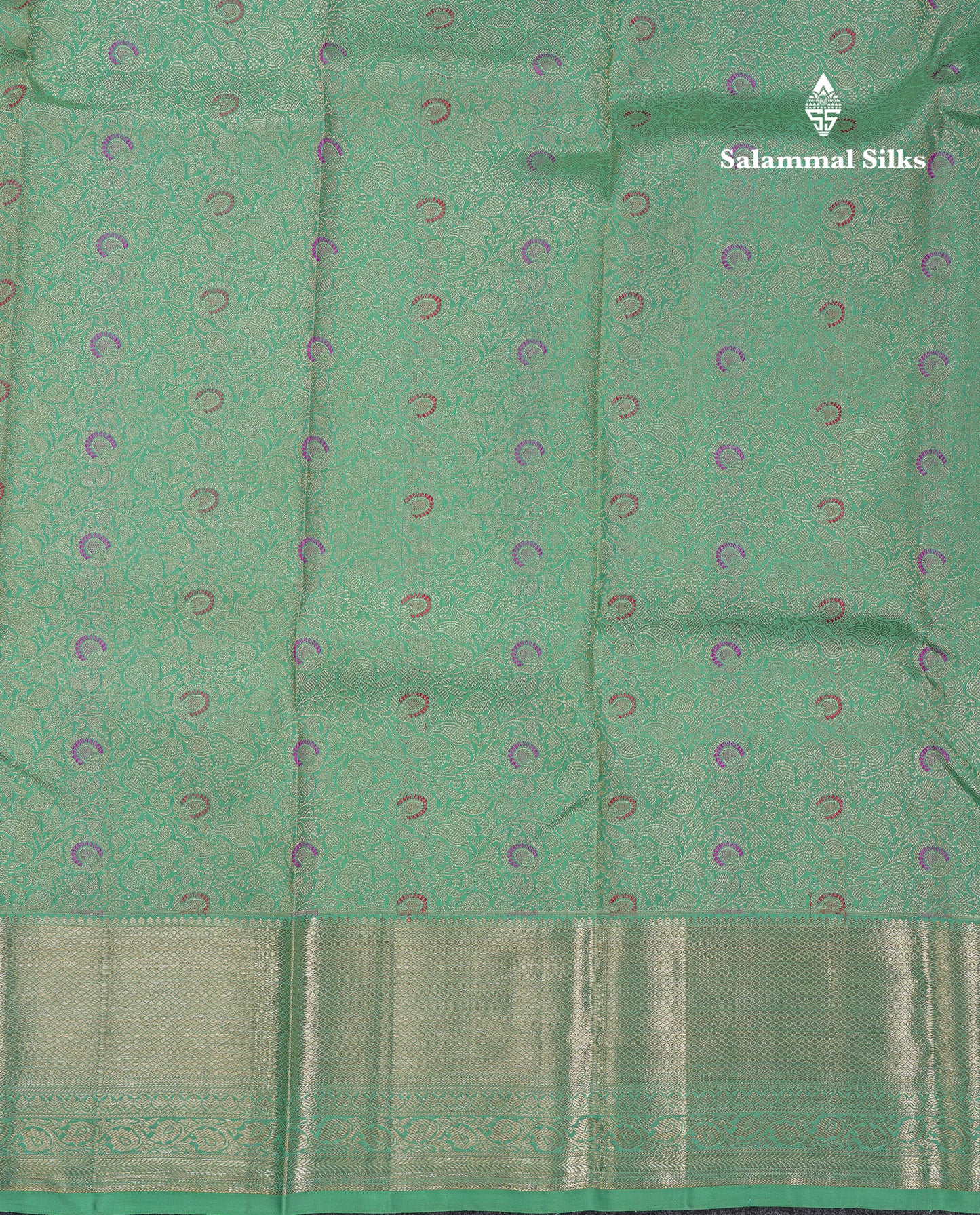 Beautiful Sapphire Green Bridal Meenakari Work Pure Kanjivaram Silk Saree With Traditional Border