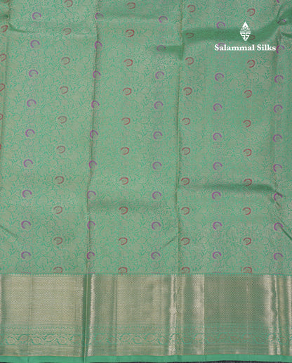 Beautiful Sapphire Green Bridal Meenakari Work Pure Kanjivaram Silk Saree With Traditional Border