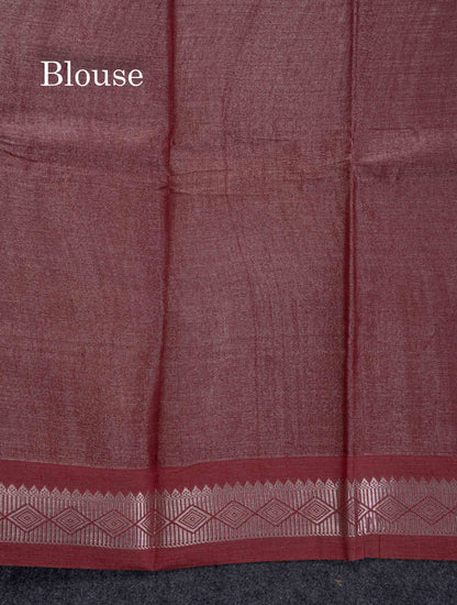 Stunning Maroon Tissue Sungudi Cotton Saree With Small Traditional Silver Zari Border