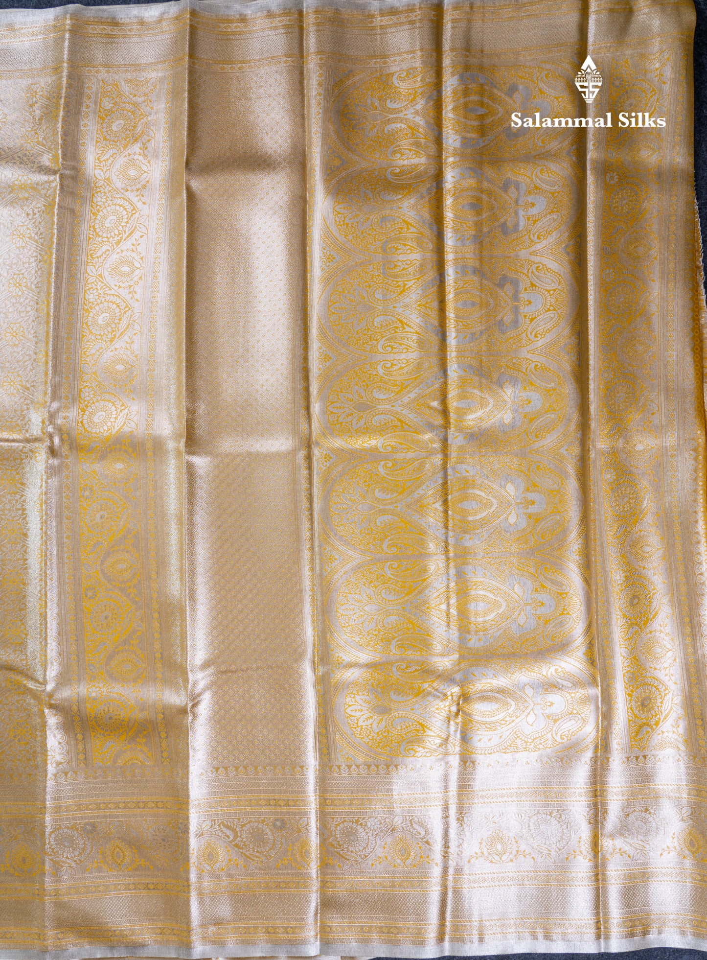 Sandal Bridal Tissue Semi Silk Saree With Traditional Evening Morning Border