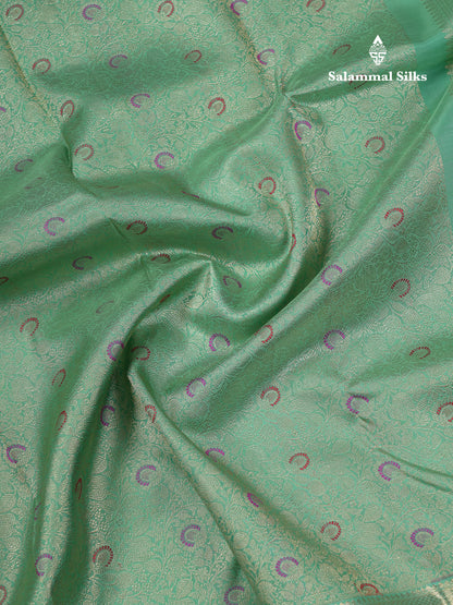 Beautiful Sapphire Green Bridal Meenakari Work Pure Kanjivaram Silk Saree With Traditional Border