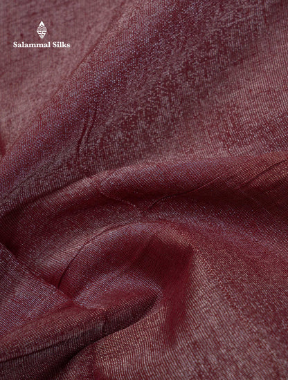 Stunning Maroon Tissue Sungudi Cotton Saree With Small Traditional Silver Zari Border