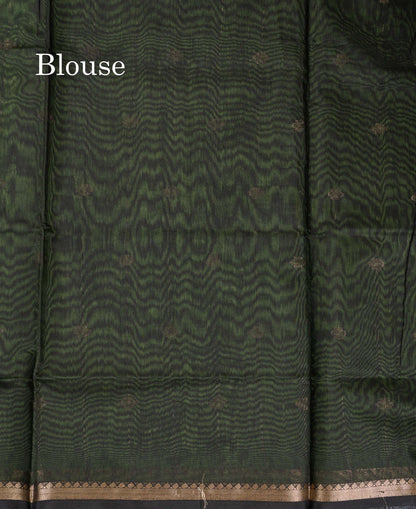 Beautiful Light Grey Stripes With Butta Maheshwar Cotton Saree With Contrast Black Blouse