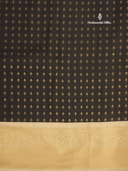 1000 Buttas Black Semi Silk Saree With Contrast Sandal Border