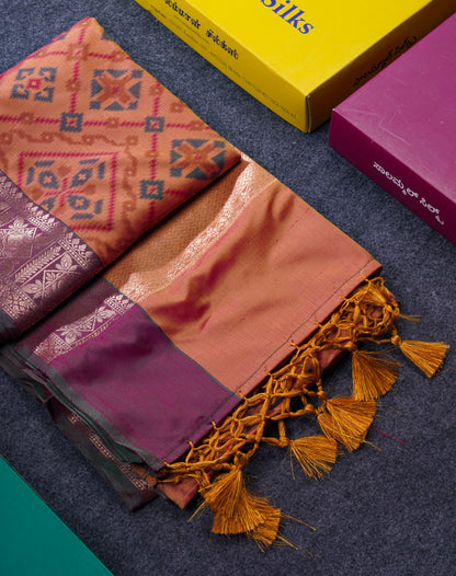 Beautiful Light Pink Semi Soft Silk Saree With Contrast Purple Fancy Border