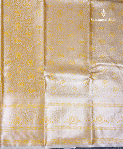 Sandal Bridal Tissue Semi Silk Saree With Traditional Evening Morning Border