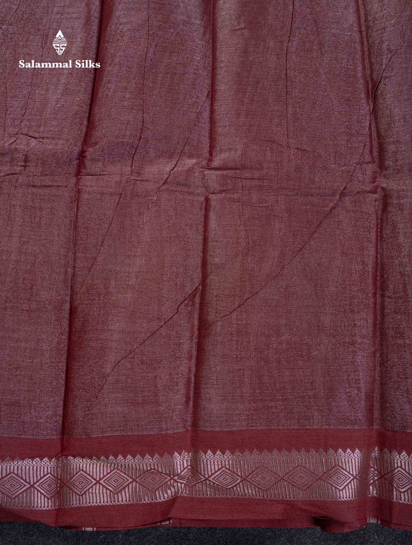 Stunning Maroon Tissue Sungudi Cotton Saree With Small Traditional Silver Zari Border