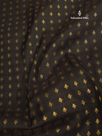 1000 Buttas Black Semi Silk Saree With Contrast Sandal Border