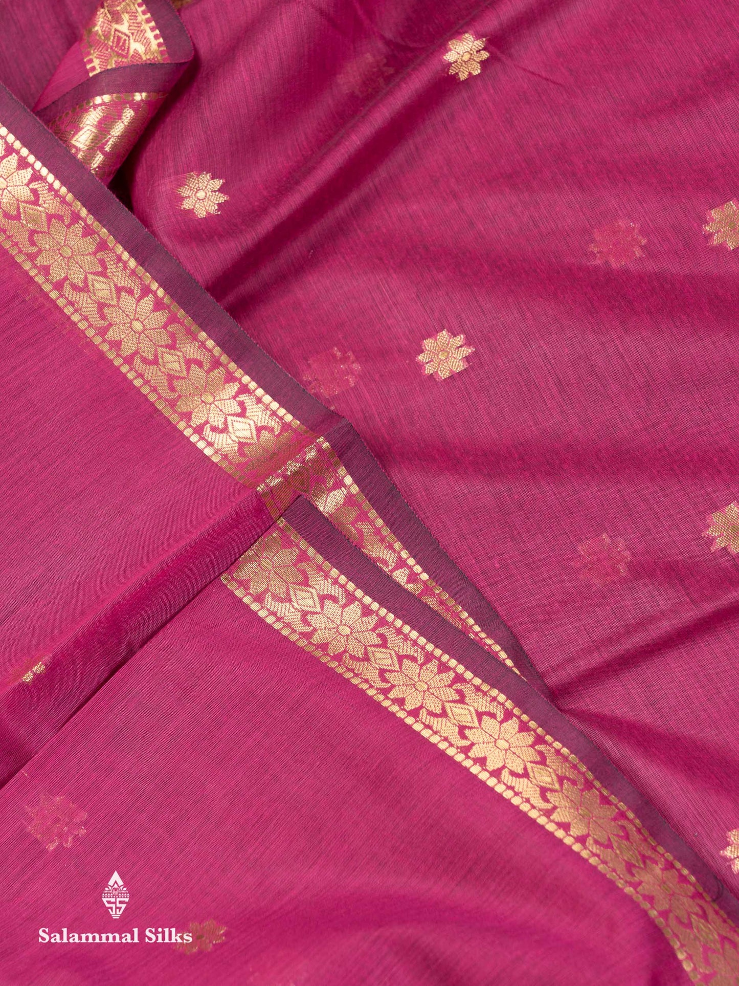 Beautiful Pink Maheshwar Cotton Saree With Contrast Blue Blouse