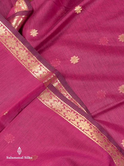Beautiful Pink Maheshwar Cotton Saree With Contrast Blue Blouse
