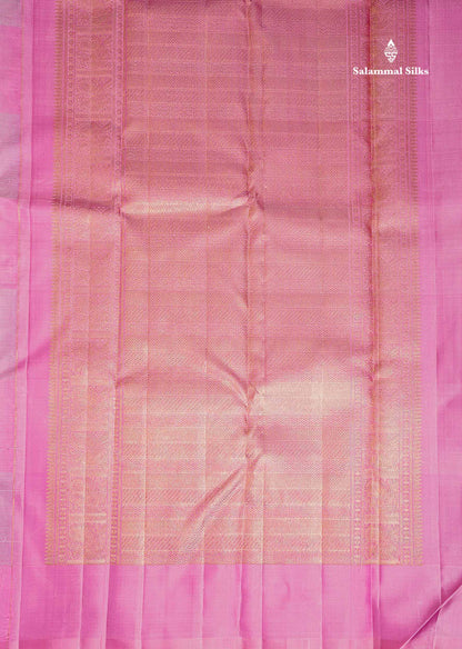Pure Kanjivaram Silk Saree - Multicolour Big Checks With Traditional Buttas Along With Contrast Baby Pink Blouse
